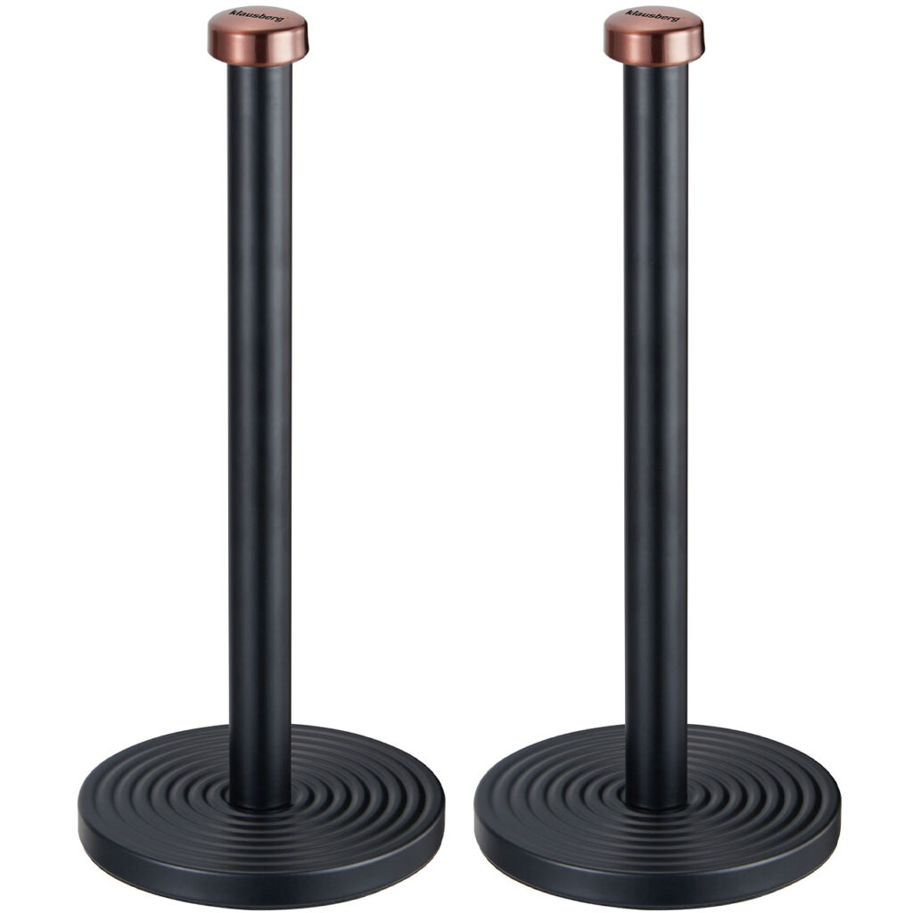 2er-Set Design Küchenrollenhalter, schwarz-roségold, 15 x 35,5 cm