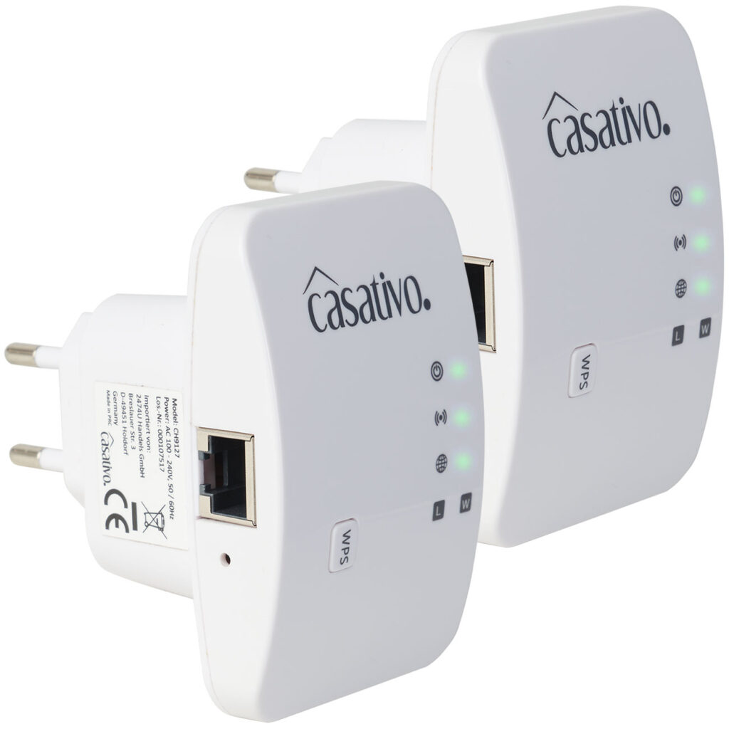 2er-Set Mini-WLAN-Repeater mit WPS-Funktion, 300 Mbit/s, LAN-Anschluss & 2,4 GHz