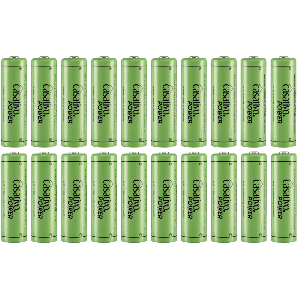 20er-Set NiMH-AA/Mignon-Akkus, 2.700 mAh, mit Transport-Case