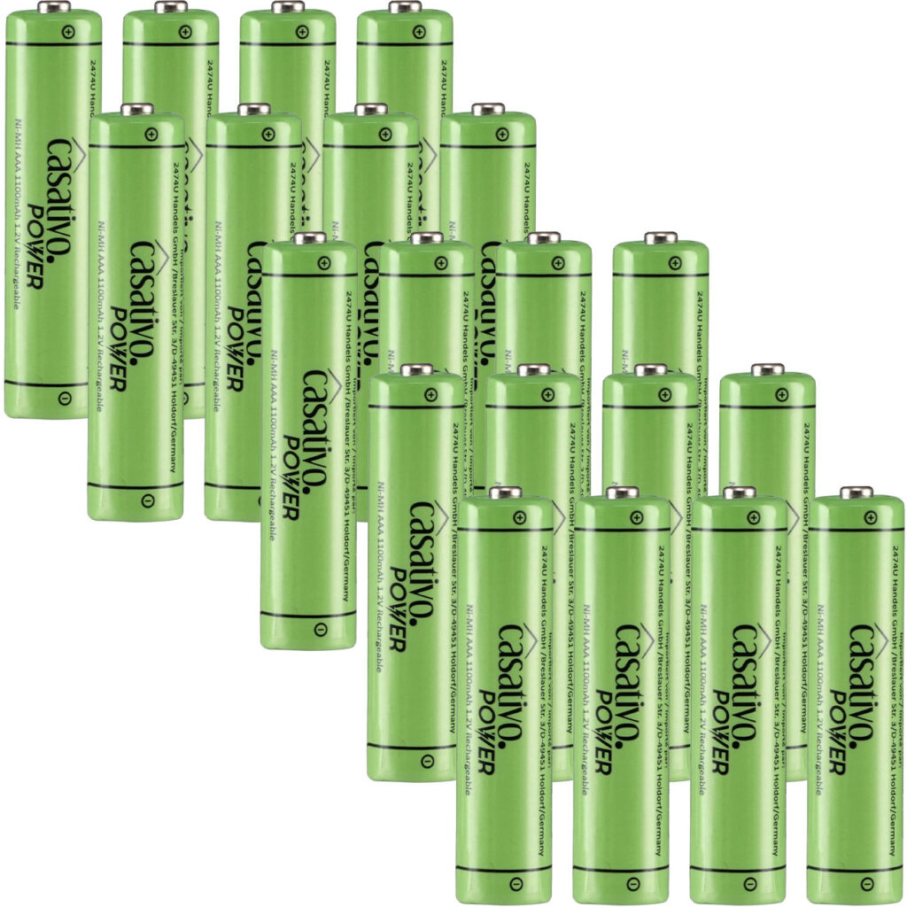 20er-Set NiMH-AAA/Micro-Akkus, 1.100 mAh, mit Transport-Case