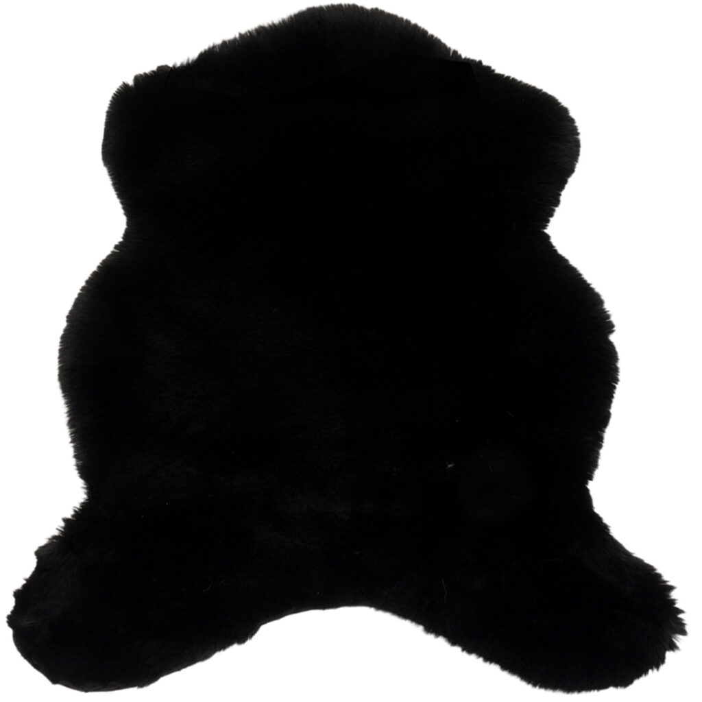 Kuschelfell aus Kunstfell und Wildlederimitat, schwarz, 90 x 60 cm