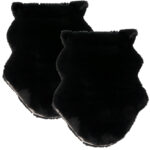 2er-Set Grosses Kuschelfell aus Kunstfell & Wildlederimitat, schwarz, 180 x 60 cm