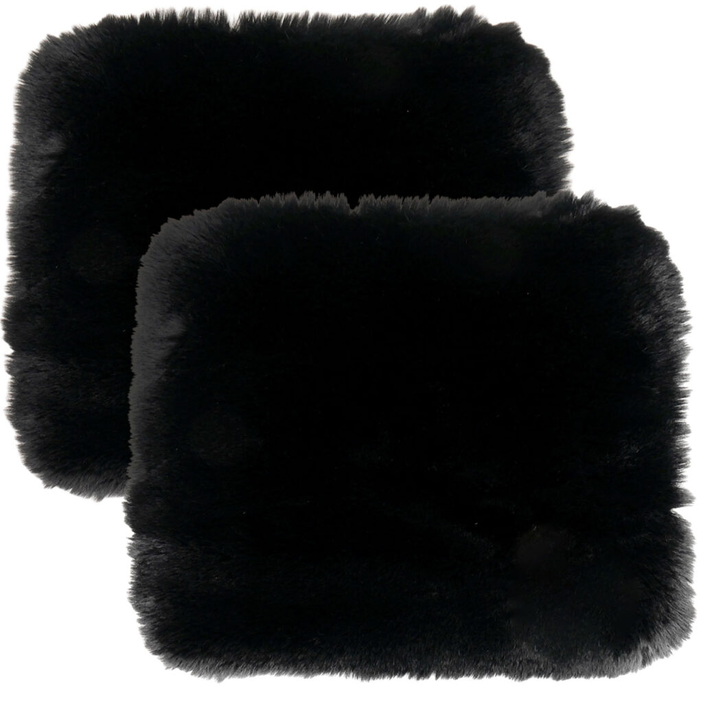 2er-Set Kuschelfell aus Kunstfell und Wildlederimitat, schwarz, 38 x 38 cm