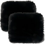 2er-Set Kuschelfell aus Kunstfell und Wildlederimitat, schwarz, 38 x 38 cm