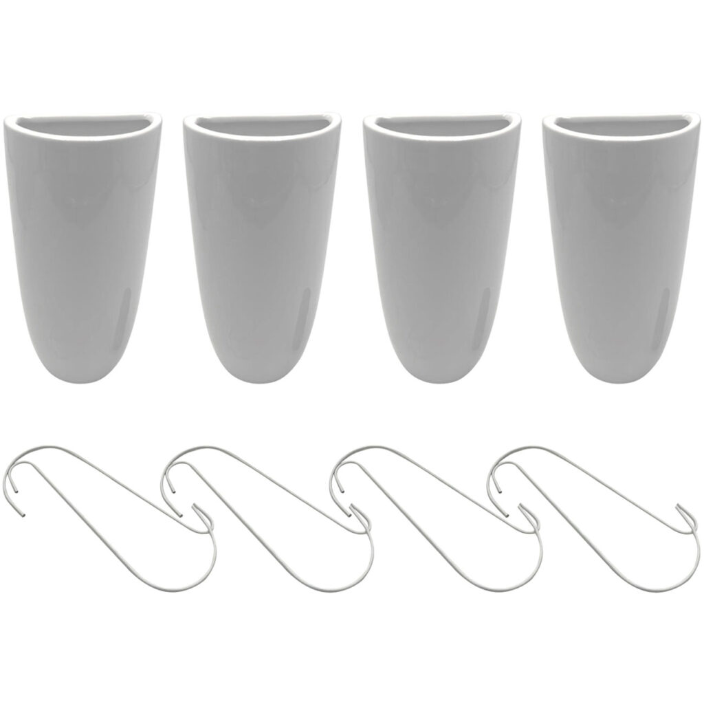 4er-Set Luftbefeuchter für Heizkörper, Keramik, weiss, je 350 ml