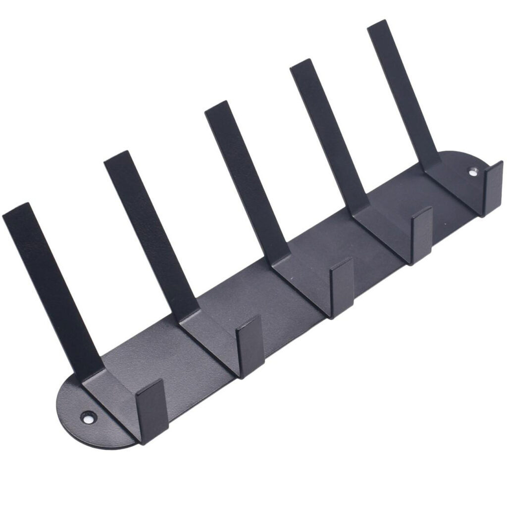 Garderobenleiste aus Stahl mit 5 Doppelhaken, schwarz