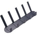 Garderobenleiste aus Stahl mit 5 Doppelhaken, schwarz Garderobenleiste aus Stahl mit 5 Doppelhaken, schwarz