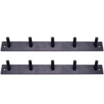 2er-Set Garderobenleiste aus Stahl mit 5 Haken, schwarz
