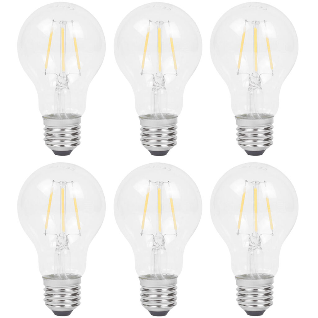 6-er Set LED-Filament-Lampe, A60, E27, 400 lm, 4 W, 2500 K, warm-weiss