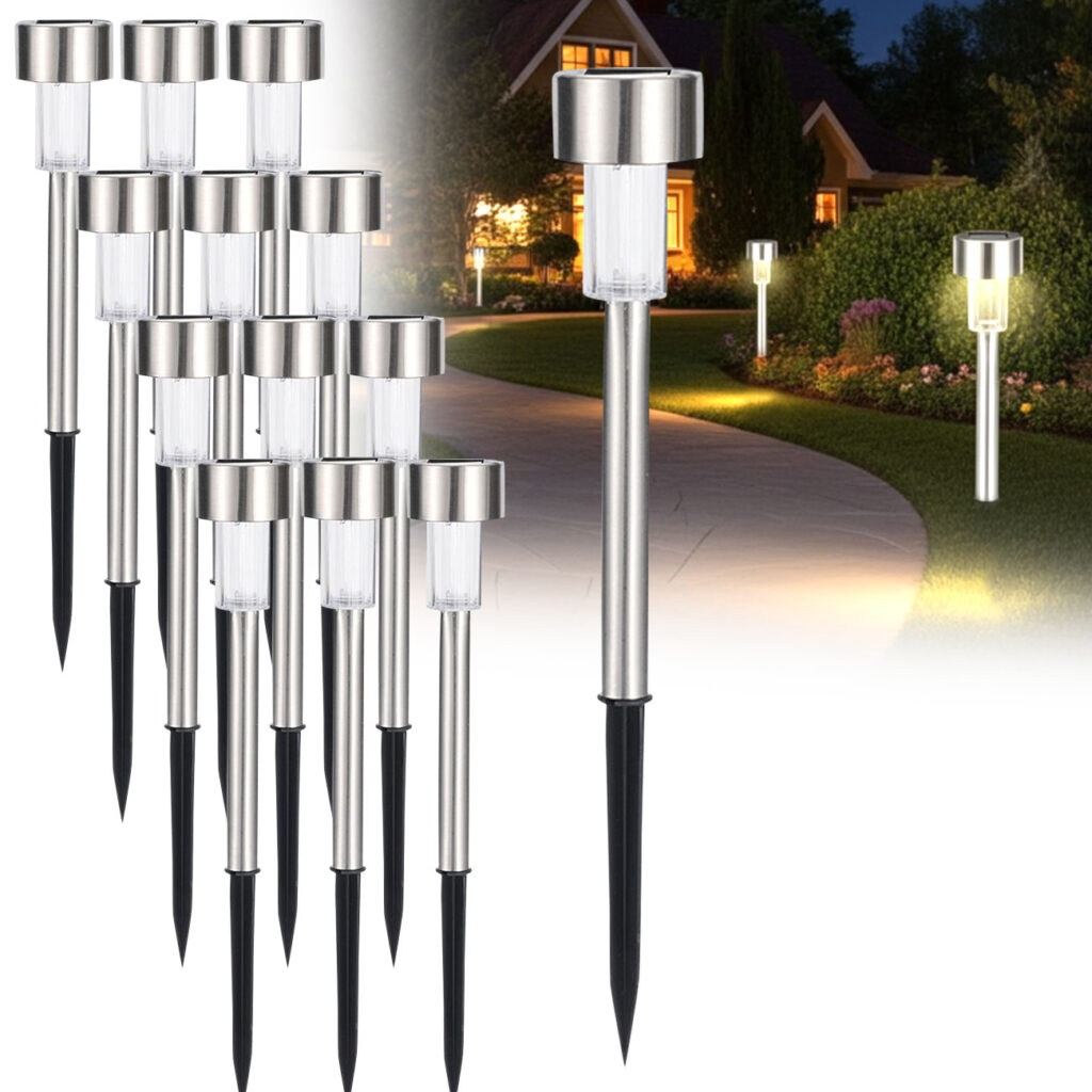12er-Set Mini-Solar-Wegeleuchten mit Dämmerungssensor und Erdspiess
