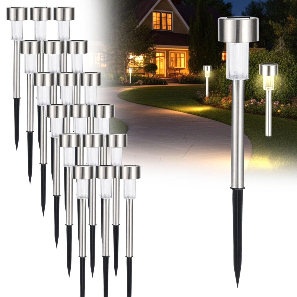 18er-Set Mini-Solar-Wegeleuchten mit Dämmerungssensor und Erdspiess