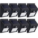8er-Set Solar-LED-Wandleuchte mit Bewegungsmelder, 20 SMD LEDs