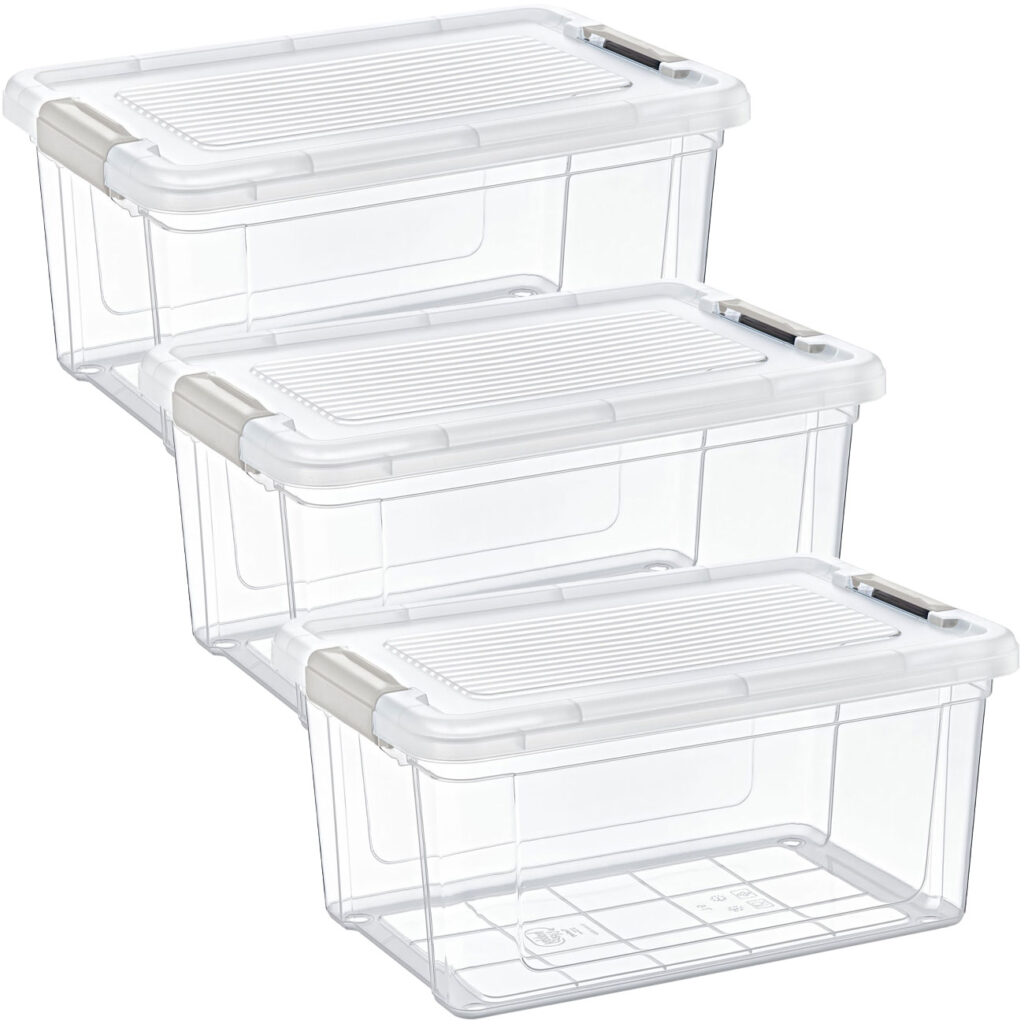 3er-Set Vorratsbox, 9 Liter, transparent