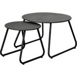 Runde Metall Beistelltische im 2er-Set, schwarz, Ø 40 & 60 cm