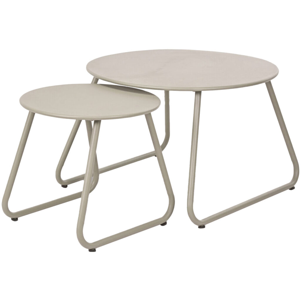 Runde Metall Beistelltische im 2er-Set, beige, Ø 40 & 60 cm