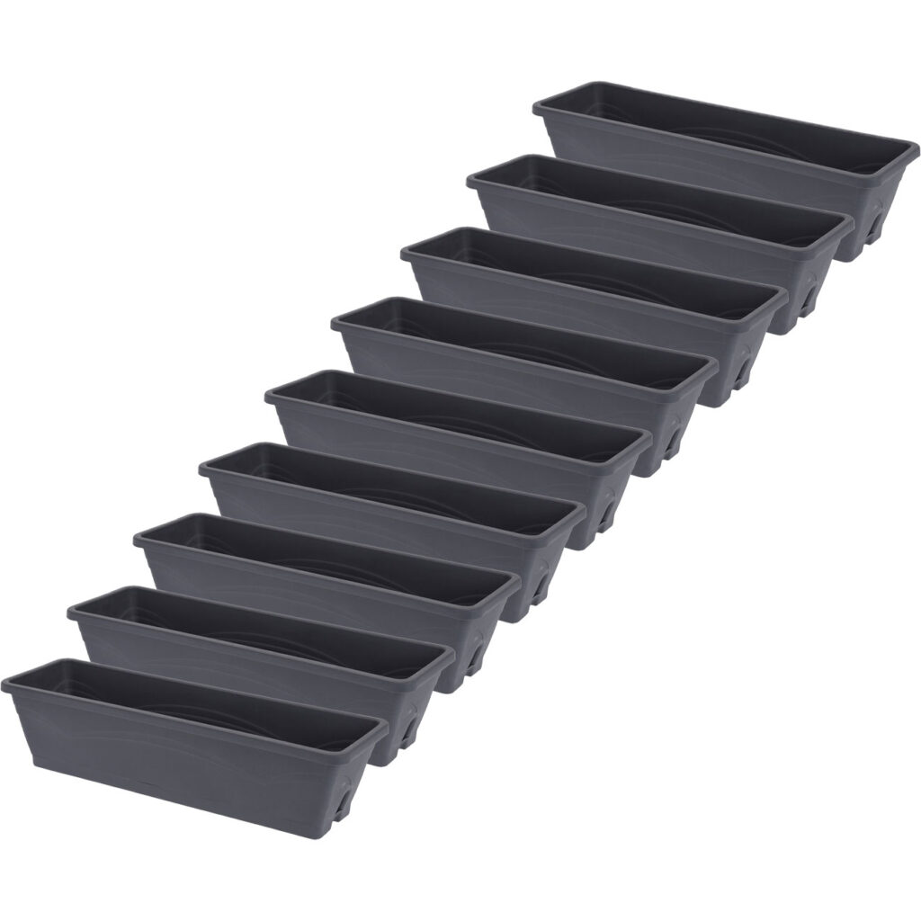 9er-Set Blumenkasten, anthrazit, 50 cm