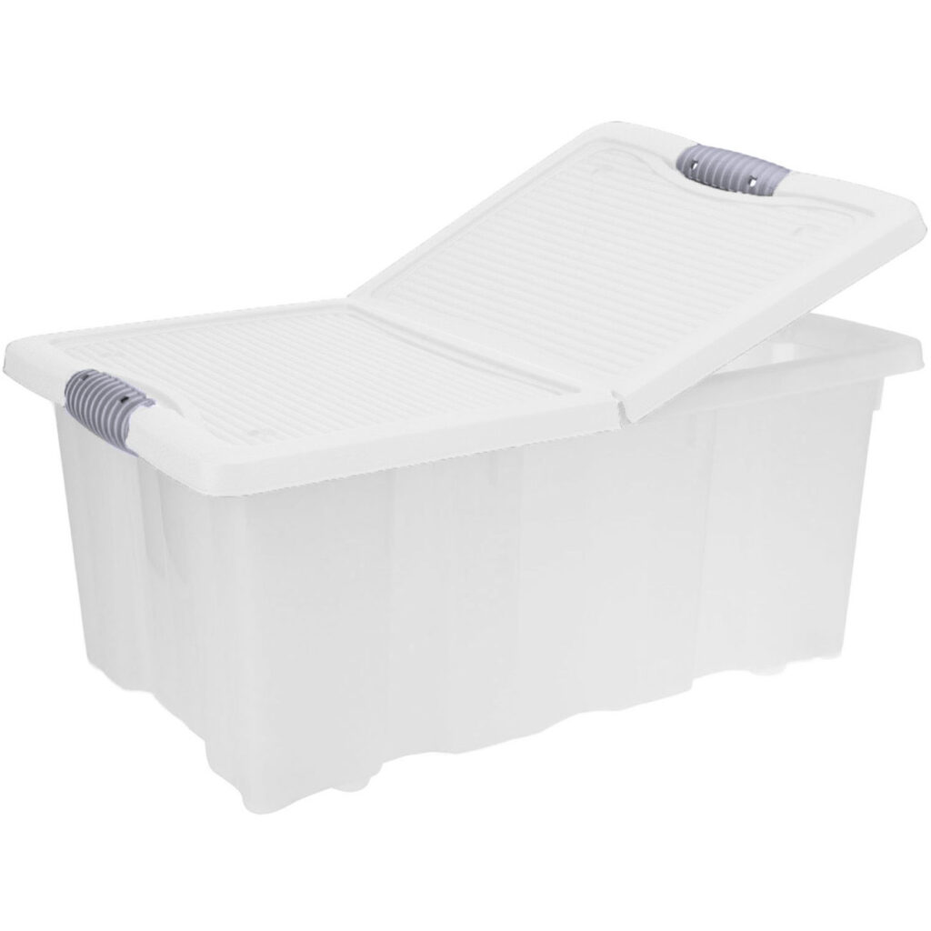 Aufbewahrungsbox mit Clip-Deckel, transparent, 64 l