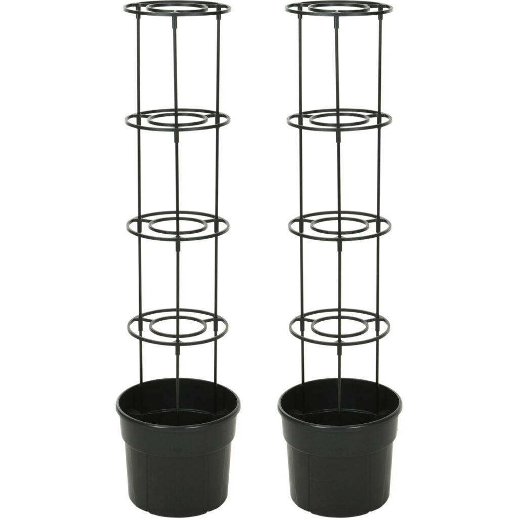 2er-Set Pflanzkübel für Tomaten mit Rankhilfe, 115 cm