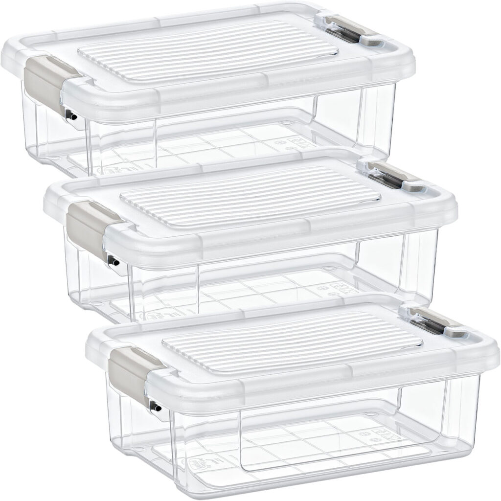 3er-Set Vorratsbox, 0,8 l, transparent