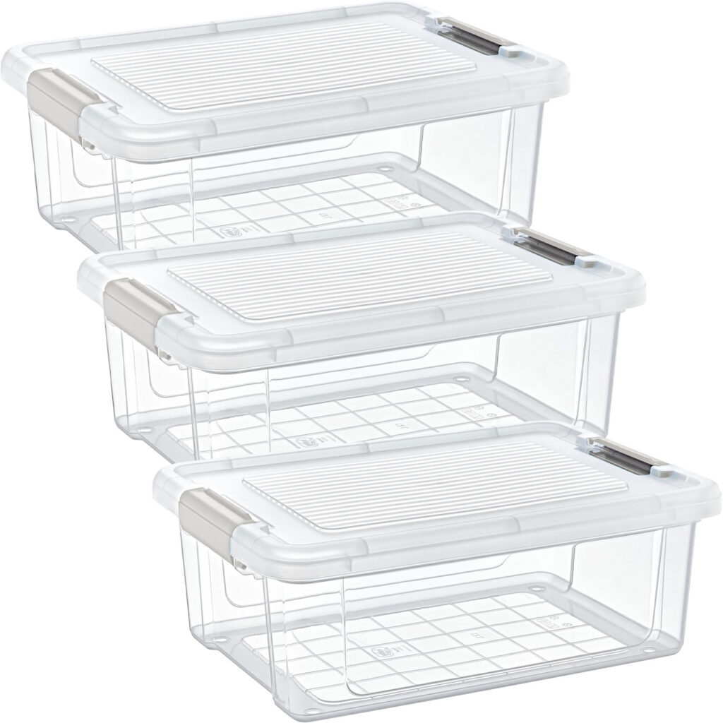 3er-Set Vorratsbox, 12 l, transparent