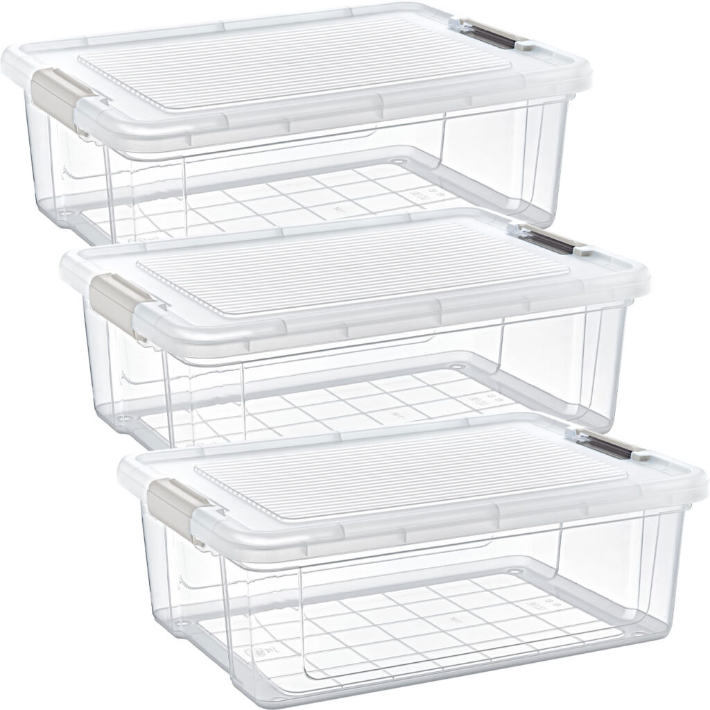 3er-Set Vorratsbox, 20 l, transparent
