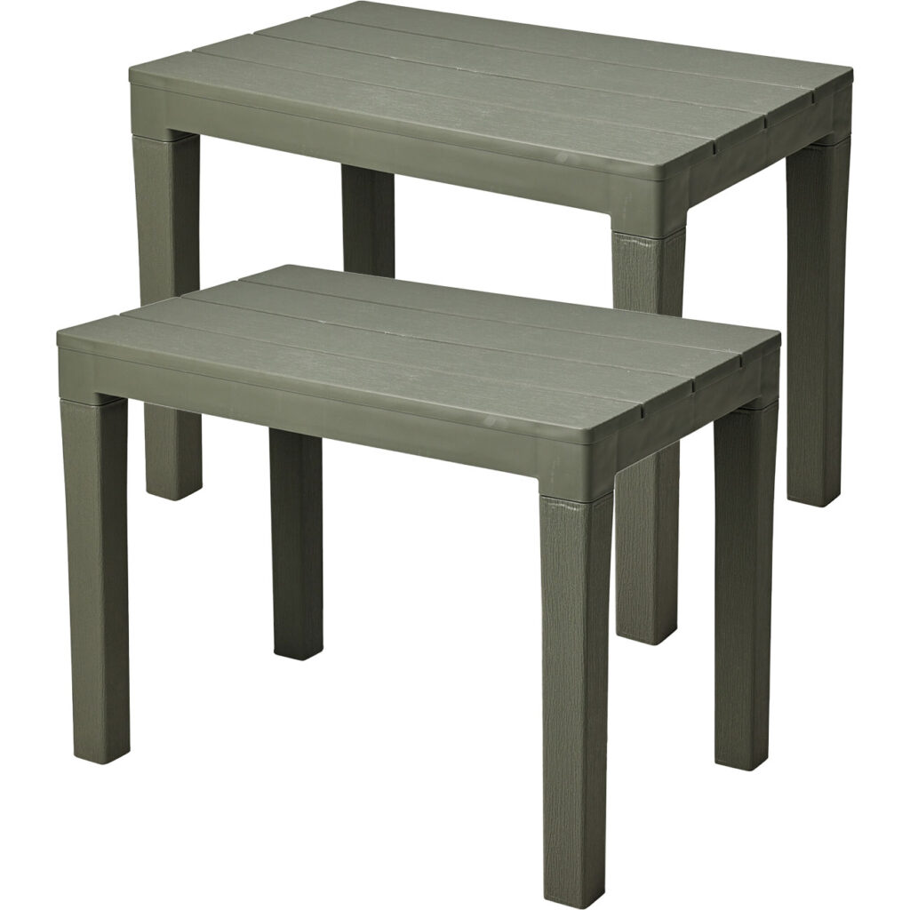 2er-Set Garten- und Balkon-Beistelltisch, grün, 60 x 45 x 39