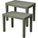 2er-Set Garten- und Balkon-Beistelltisch, grün, 60 x 45 x 39