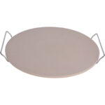 Pizzastein mit Metallhalter, Ø 33 cm