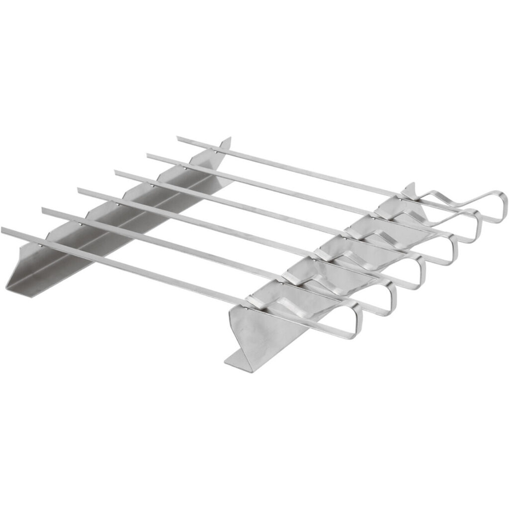 6 Grillspiesse mit Ablage-Gestell, Edelstahl