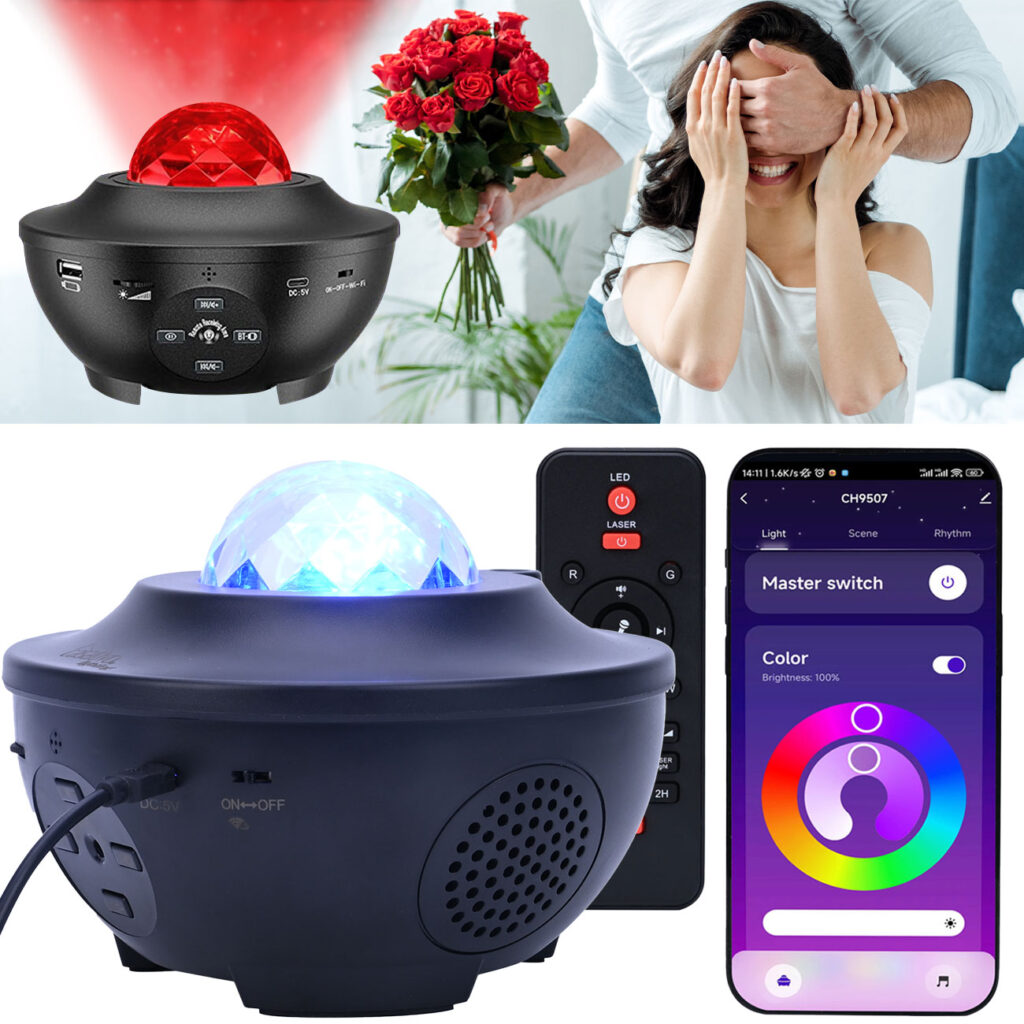 Laser-Sternenhimmel-Projektor mit Bluetooth Lautsprecher, Sprachsteuerung & App