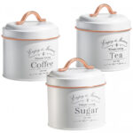 Vintage Vorratsbehälter, Kaffeedose, Zuckerdose, Teedose, weiss/roségold