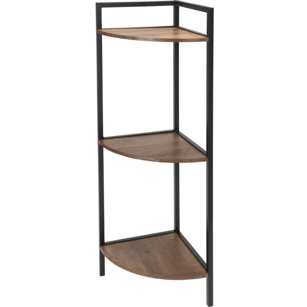 Mehrzweck-Eckregal mit 3 Ebenen, schwarz-braun, 76 cm