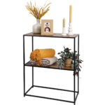 Mehrzweck-Regal mit 2 Ebenen, schwarz-braun, 70 x 85 x 30