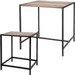 2er-Set Beistelltisch Quadratisch Holzoptik, 49 x 49 x 49cm / 32,5 x 28 x 37,5 cm