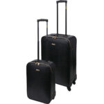 Koffer Trolley-Set, 2-tlg, Kroko-Design, schwarz