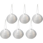 6er-Set Solar LED Lampion mit Dämmerungssensor, weiss, Ø 28 cm