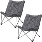 2er-Set Gepolsterter Campingstuhl, klappbar, grau