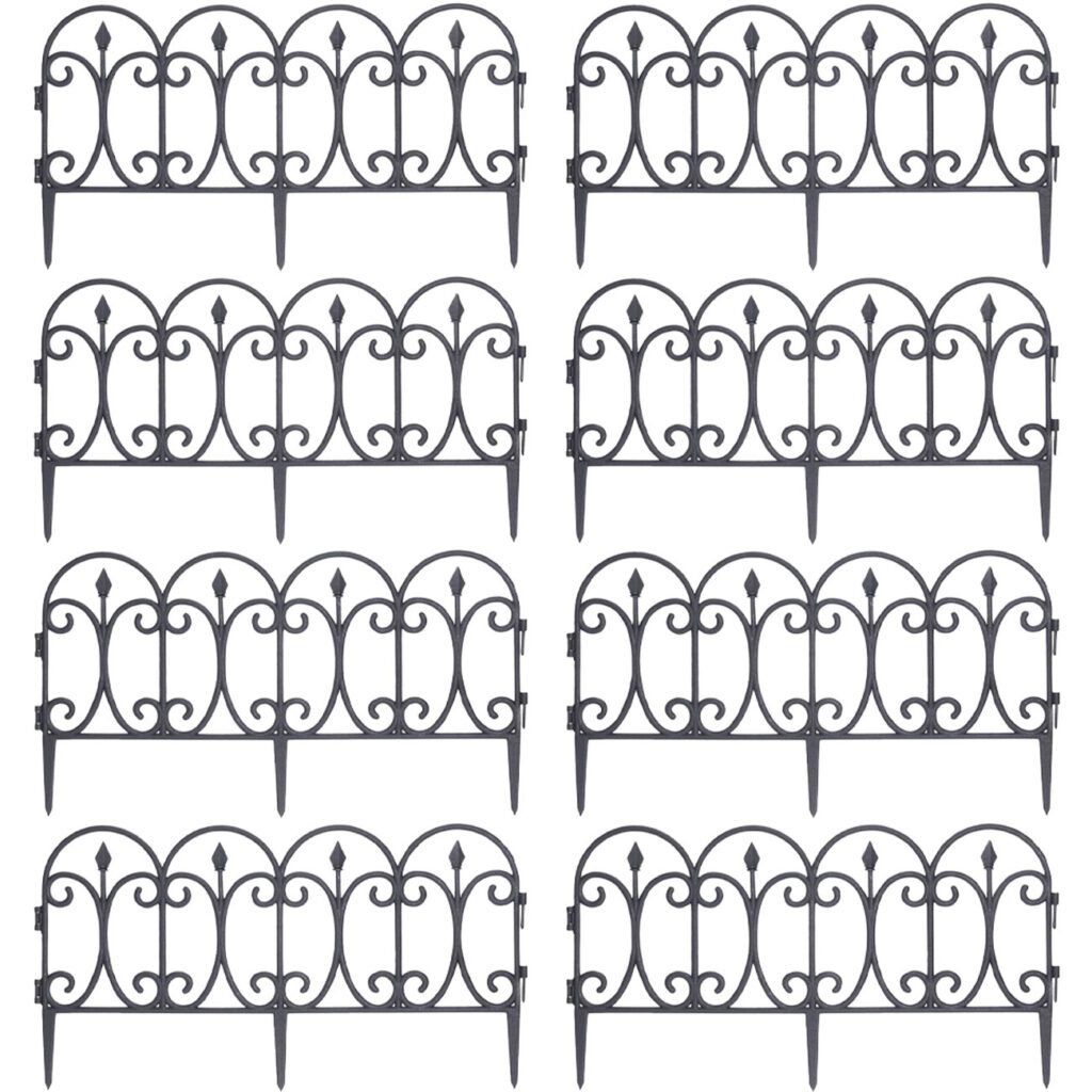 8er-Set Beetzaun, schwarz, je 60 x 30 cm
