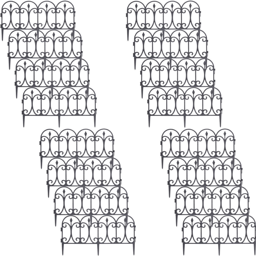 16er-Set Beetzaun, schwarz, je 60 x 30 cm