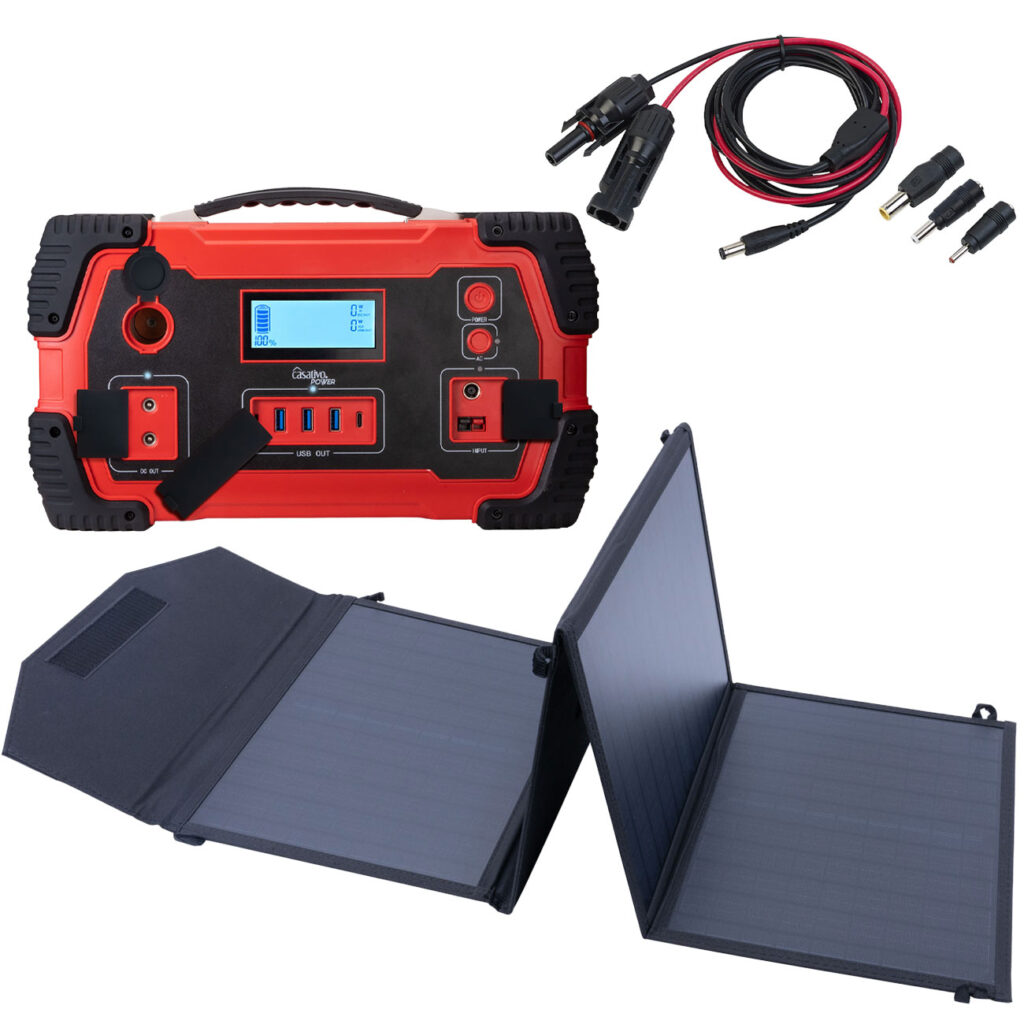 Tragbare Powerstation & Solar-Generator, 800 Wh, inkl. mobiles 50-Watt-Solarpanel