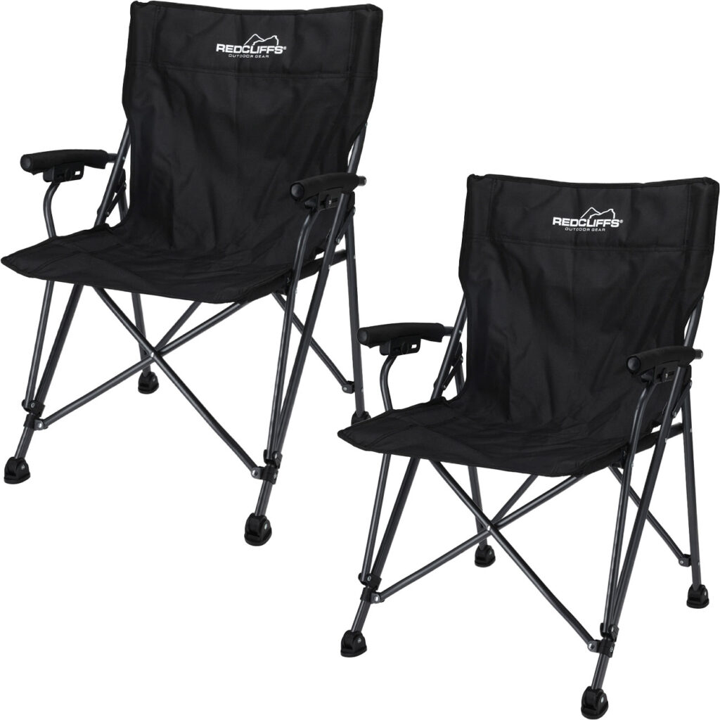 2er-Set Campingstuhl, schwarz, klappbar