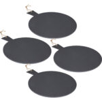 4er-Set Serviertablett, Schieferplatte, rund mit Griff, Ø 35 cm