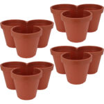 4er-Set Blumentopf mit 3 Fächern, terracotta, 100% recyclebarem Kunststoff, Ø 44 cm