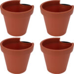 4er-Set Fallrohr-Blumentopf, rund, terracotta, Regenrohrtopf, Ø 23 cm