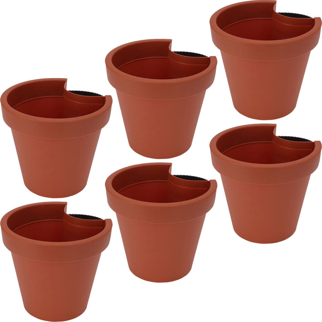 6er-Set Fallrohr-Blumentopf, rund, terracotta, Regenrohrtopf, Ø 23 cm