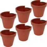 6er-Set Fallrohr-Blumentopf, rund, terracotta, Regenrohrtopf, Ø 23 cm