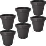 6er-Set Blumentopf rund, anthrazit, Pflanztopf aus 100% recyclebarem Kunststoff, Ø 20 cm 6er-Set Blumentopf rund, anthrazit, Pflanztopf aus 100% recyclebarem Kunststoff, Ø 20 cm