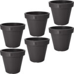 6er-Set Blumentopf rund, anthrazit, Pflanztopf aus 100% recyclebarem Kunststoff, Ø 25 cm