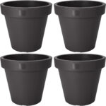 4er-Set Blumentopf rund, anthrazit, Pflanztopf aus 100% recyclebarem Kunststoff, Ø 30 cm