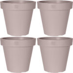 4er-Set Blumentopf rund, braun-grau, Pflanztopf aus 100% recyclebarem Kunststoff, Ø 20 cm